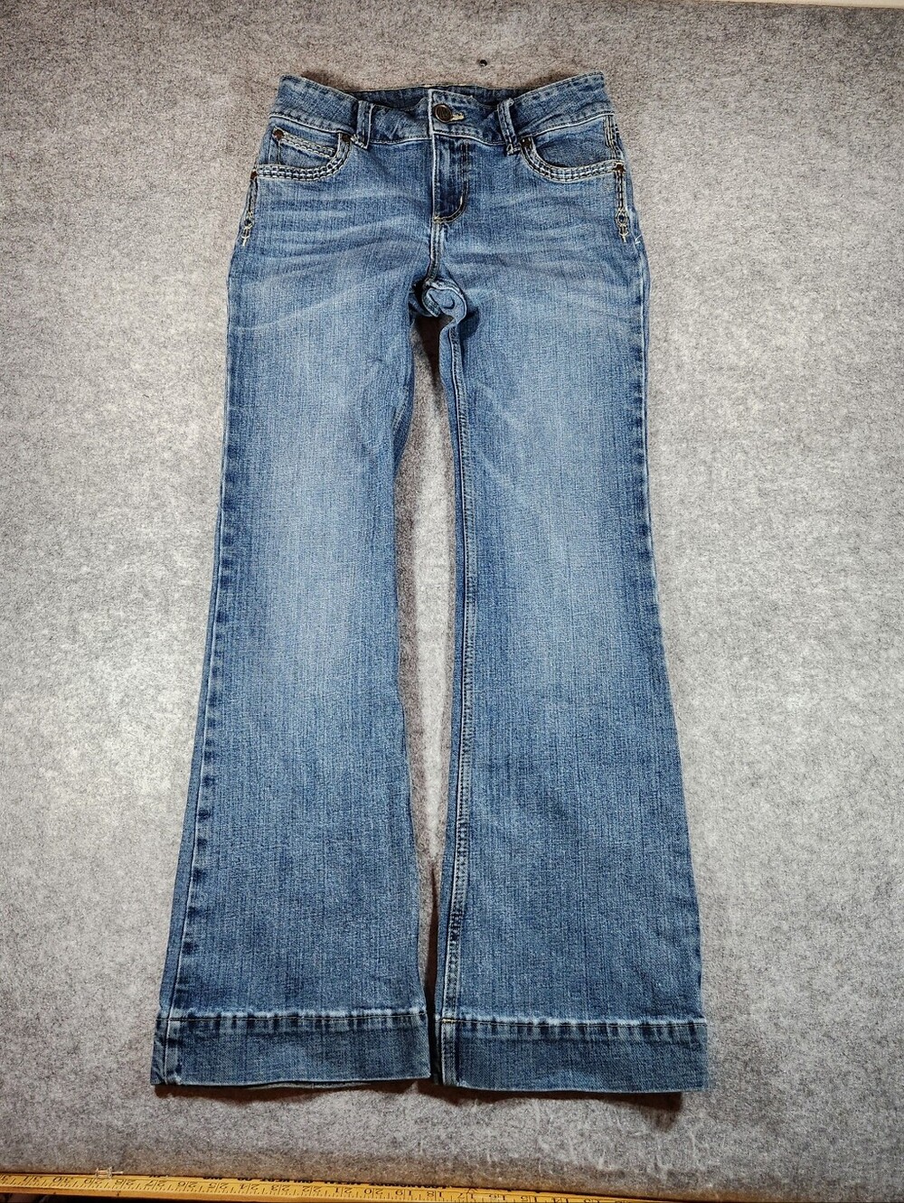 Wrangler Retro Western Medium Blue Women's Flare Jeans with Wide Leg Y2k Size 5